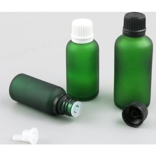 20 x Empty Small Travel frost green blue Boston Round Glass Essential oil Bottle White Black Screw Cap 100 50 30 20 10 5 ML 1 OZ