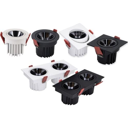 Dimmable Angle Adjustable Anti Glare Recessed LED Downlight 9W 12W 15W18W 24W 30W 85-265V COB Ceiling Kitchen Living Room Indoor