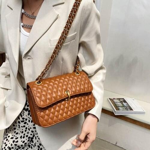 Lingge PU Leather Small Shoulder Bag Women 2021 Fashion New High Quality Lady Trendy Luxury Chain Crossbody Handbag Designer Bag
