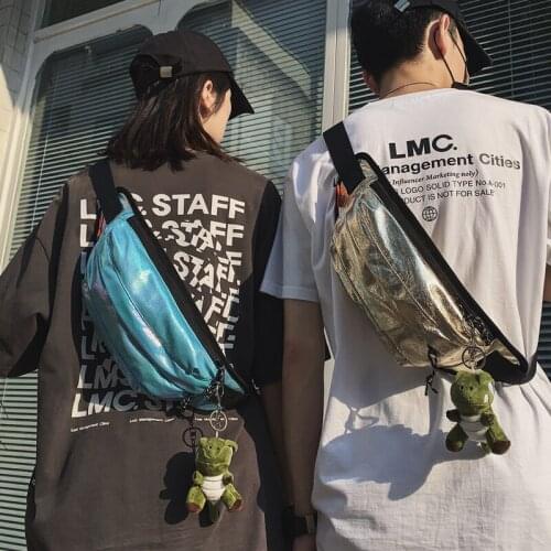 Crossbody bag tide brand mens chest bag Joker casual tooling simple ins small bag Japanese shoulder bag waist bag female