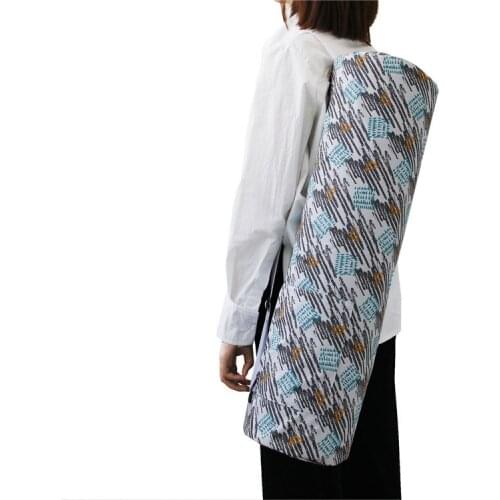 Waterproof Fashion Printed Canvas Cylinder Fitness Yoga Bag Shoulder Yoga Mat Storage Bag