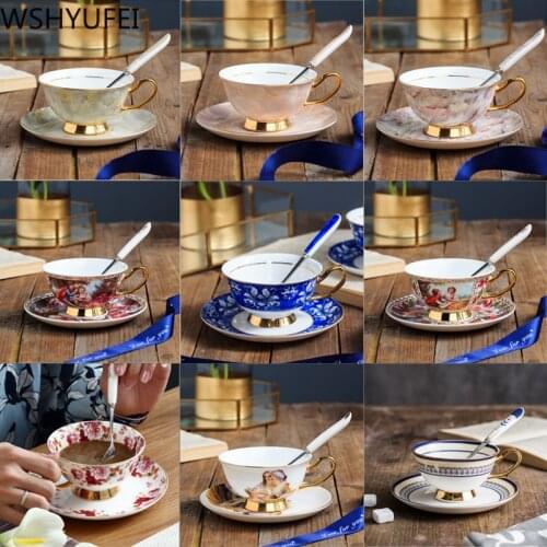 High Quality Bone Porcelain Coffee Cups luxurious Ceramic Cups On-glazed Advanced Tea Cups And Saucers Sets Christmas Gifts