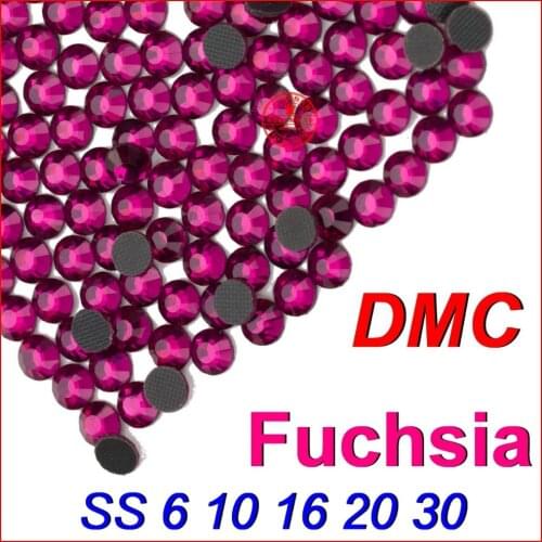 Top High Grade SS6 10 16 20 30 Fuchsia DMC Hot fix Rhinestones Beads Jewelry Iron on For Women Wedding Clothes Dress DIY motifs