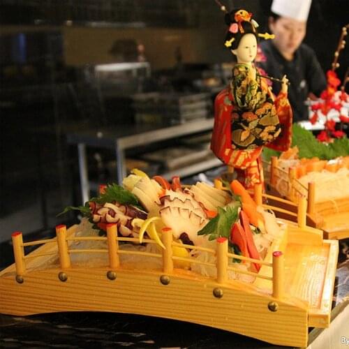 Japanese sushi boat bamboo boat wooden ship arch bridge tableware sashimi platter dry dish Dragon Boat sushi plate tray CL111001