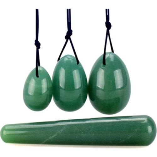 Green Aventurine Yoni Egg Wand Natural Jade Yoni Eggs Natural Stone Undrilled Kegel Egg Vaginal Firming Massager Kegel Exerciser