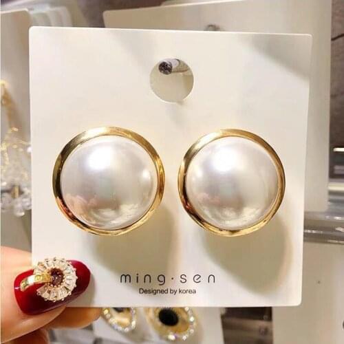 Fashion Jewelry White Imitation Pearl Earrings big Round 2CM Pearl Studs Earrings Statement Earrings for female