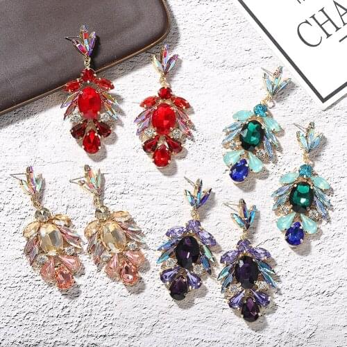 Dvacaman Luxury Fashion Shiny Glass Crystal Water Drop Earrings for Women Vintage Full Rhinestone Earrings Dangle Bridal Jewelry