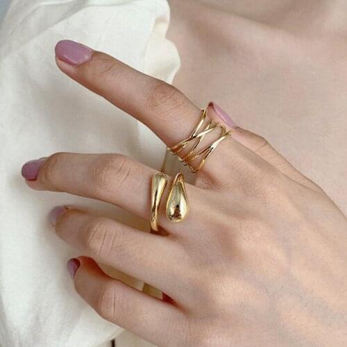 Gold Rings For Women Personality Irregular New Fashion Design Charms Open Adjustable Finger Ring Girls Best Friend Gift