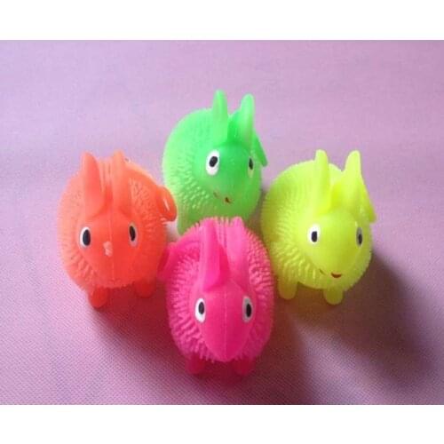 1pcs Flashing Hair Ball Shining Bunny Hair Ball Venting Elastic Ball Children Luminous Toy 2021