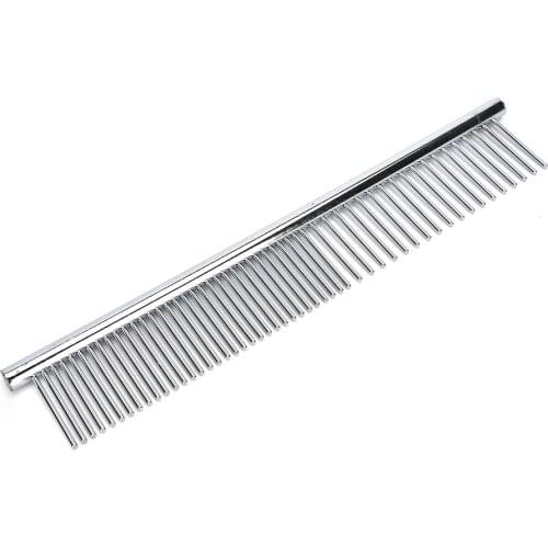 1PCS Dog Long Hair Comb Puppy Cat Cleaning Brush Stainless Steel Pet Hair Trimmer Combs Pet Shedding Grooming Asymmetric