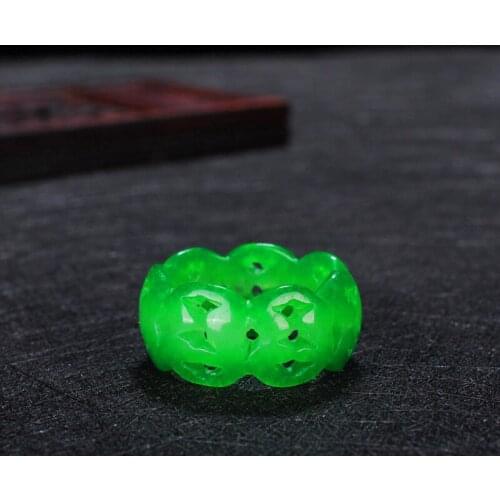 100% REAL GREEN JADE RINGS HOLLOW CARVED BRAND RING JADE STONES FOR WOMEN JADE JEWELLERY EMERALD RINGS JADEITE RING CERTIFICATE