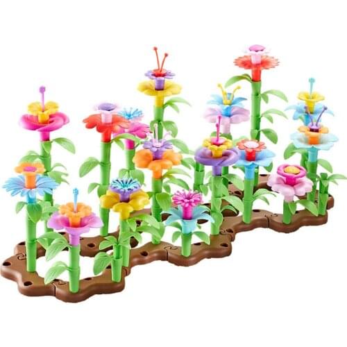 104 PCS DIY Blocks Mini Building Blocks Brick Toys Flowers And Grass Educational Blocks Toys For Children Compatible