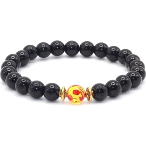 2017 New Style 8MM Mala Yoga Black Onyx Stone Natural Prayer Jewelry Handmade Men Bracelet