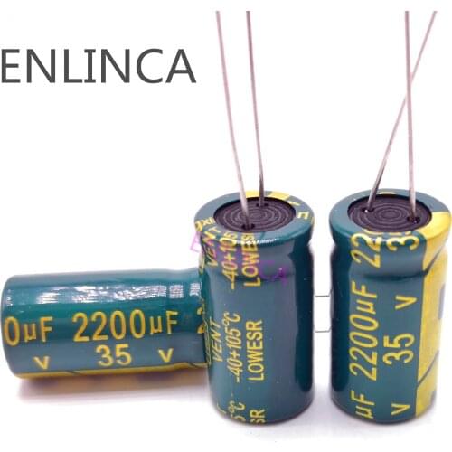 110pcs/lot H205 Low ESR/Impedance high frequency 35v 2200UF aluminum electrolytic capacitor size 13*25 2200UF35V 20