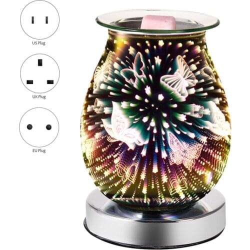 3D Contact Butterfly Aromatherapy Machine Glass Electric Wax Melt Warmer Warmer Essential Oil Aromatherapy Lamp