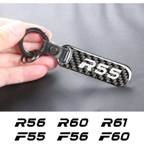 Car Keychain Key Ring Logo Carbon Fiber Pendant Holder For Mini R55 R60 R56 R61 R59 R50 R57 R53 R58 R52 F56 F55 F54 Accessories