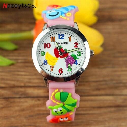 Free shipping 3D children watch little boys girls sweet fruit dial luminous hands soft silicone jelly wristwatch kids gift clock