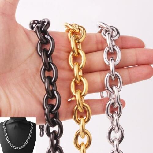 11/13/15mm Fashion Mens Necklace Cuban Link Chain Black Gold Silver Color Stainless Steel Choker Punk Hip Hop Jewelry Wholesale