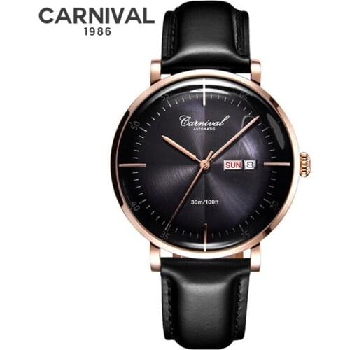 Carnival Brand Luxury Business Watch Man Fashion Sapphire Calendar Automatic Mechanical Wristwatch Waterproof Relogio Masculino