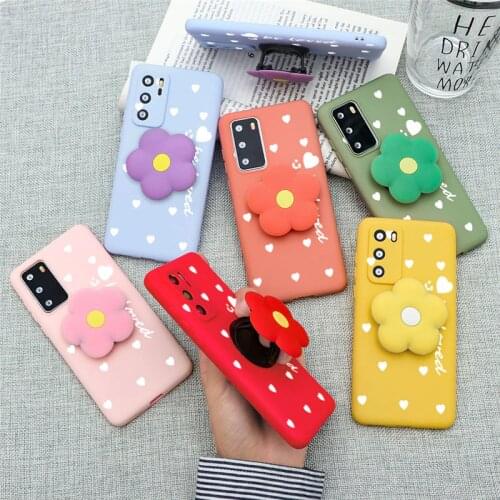 Cute Flower Folding Bracket Case For Huawei P Smart 2021 P20 P30 P40 Mate 30 Y7a Y6 Y7 Y9Prime Honor 10 Lite 20 Pro 8X 10i Cover