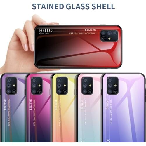 For Samsung Galaxy M31S Case Luxury Hard Tempered Glass Gradient marble Protective Back Cover case For samsung m31s phone shell