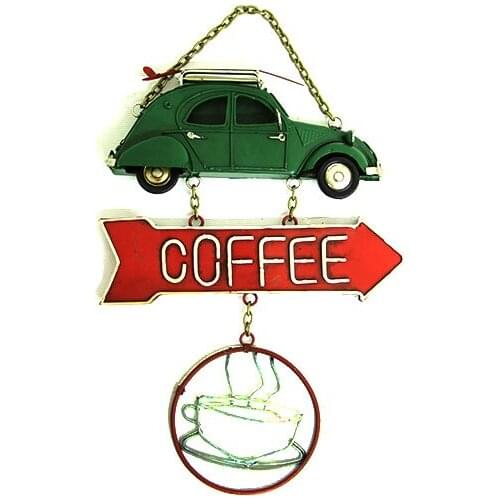 Decorative Metal Door Lettering Green Classic Car-Cafe, Restaurant, Hotel - Graffiti - Gift, Trinket, vintage Quality Metal