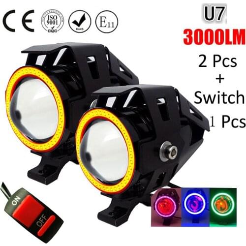 Huiermeimi 2PCS 125W Motorcycle Headlight 3000LMW Motorbike spotlight U5 U7 LED Moto Driving car Fog Spot Head Light Lamp DRL