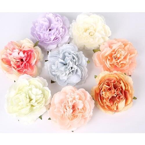 2pc 8cm silk peony artificial flower head fake flowers for home living room decoration DIY Scrapbook Wreath Craft Wedding Decor