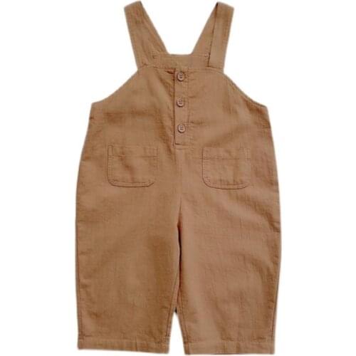 Overalls For Kids Summer Cotton Boys Jumpsuits Solid Color Toddler Kids Khaki Bodysuits Suspender Trousers High Quality MOKIJINS