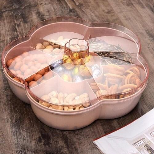 1Tier Colorful Flower Shape Candy Storage Box Fruit Nuts Tray Bowl Snacks Organizer Box For Food Container Storage Bins
