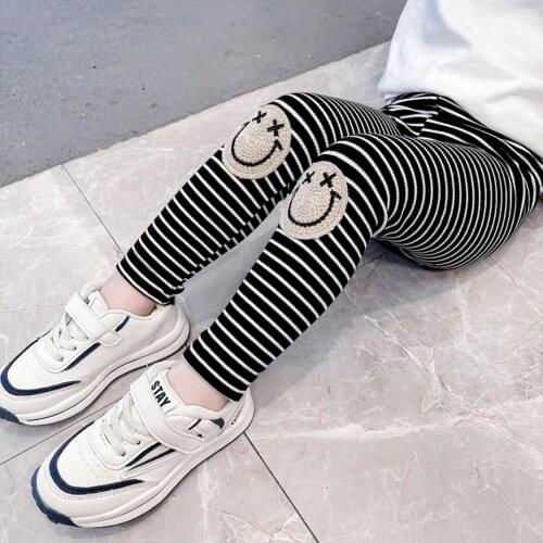 Girls Leggings Kids Casual Striped Pattern Pencil Pants Cute Toddler Skinny Trousers 2021 New Child clothing