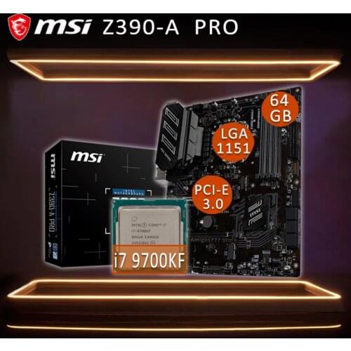 MSI Z390-A PRO Mining Motherboard With i7 9700KF Motherboard Combo i7 DDR4 128GB M.2 Desktop Intel Z390 Placa-mãe 1151 New ATX