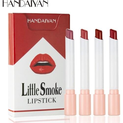 Creative Cigarette Lipstick Set 4 Colors Matte Long Lasting Waterproof Matt Lip Stick Tube Nude Red Lips Makeup