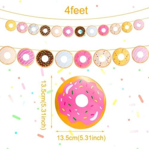 New Donuts Party Disposable Tableware Banner Slings Cake Topper For Wedding Birthday Baby Shower Kids Adults Decoration Supplies