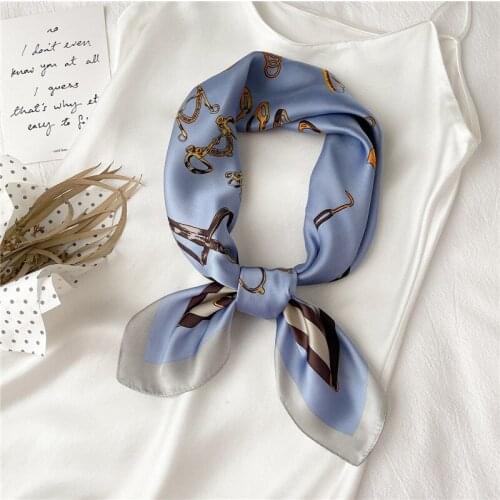 New Fashion Silk Square Scarf Spring Shawl Lady Foulard Pashmina Bandana Wrap Wave Print Women Neck Hair Scarves Neckerchief