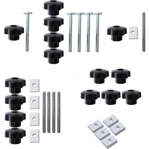 OOTDTY Handle T-slot Slider Miter T-track Jig Screw Fixture Table Saw Router Chute Rail Special Accessories Woodworking Tool Set