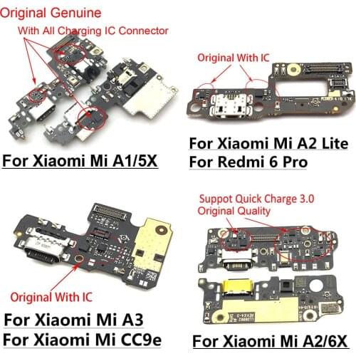 Orginal For Xiaomi Mi A1 5X Mi5X USB Charging Charger Port Dock Connector PCB Board Flex Cable For Xiaomi Mi A2 Lite 6X A3