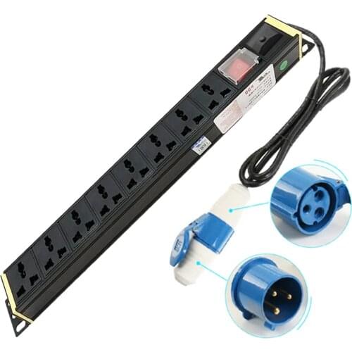 PDU Power Distribution Socket 8Units Universal Outlets 19Inch Network Cabinet Rack Socket Overload Protection Break Switch
