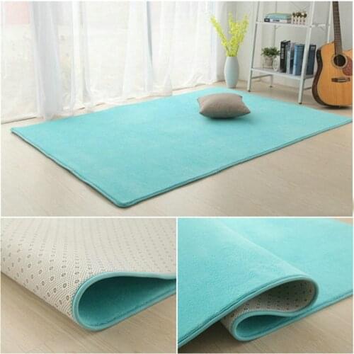 Solid Color Thick Coral Velvet Carpets Modern Living Room Area Carpet Bedroom Bedside Rug Tatami Crawling Mats Home Decoration