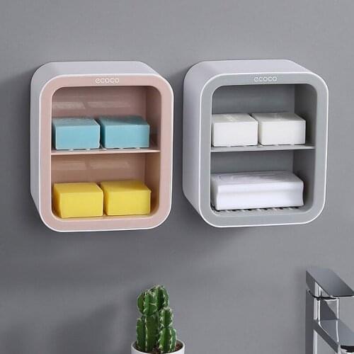 Soap Holder Tray For A Bathroom Wall Mounted Storage Rack Organizer Home Bathroom Accessories Portable Soap Dishes Plastic