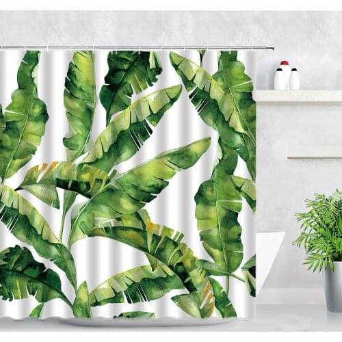 Banana Leaf Shower Curtains Tropical Plant Green Leaves Water Color Art Nordic Home Decor Screen Waterproof Bathroom Curtain Set