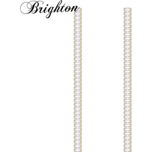 Brighton New Fashion Long Link Chain Drop Earrings For Women Girl Zircon Dangle Alloy Party Weeding Simple Jewelry Gift