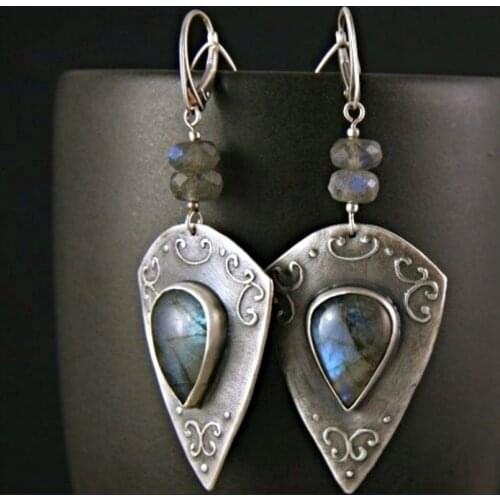 2021 Wholesale Dark Turquoise Simple Earrings European and American Fashion Women Retro Earrings New for Party Girl Gift