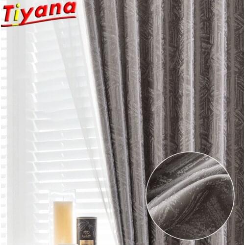 Gray Jacquard Art Texture Curtains for Living Room Modern Blackout High Precision Window Drapes for Bedroom #VT