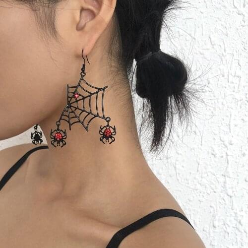 Gothic Hip hop Geometric Spider Web Funny Dangle Earrings For Women Girls Punk Jewelry Fashion Halloween Party Drop Earring Gift