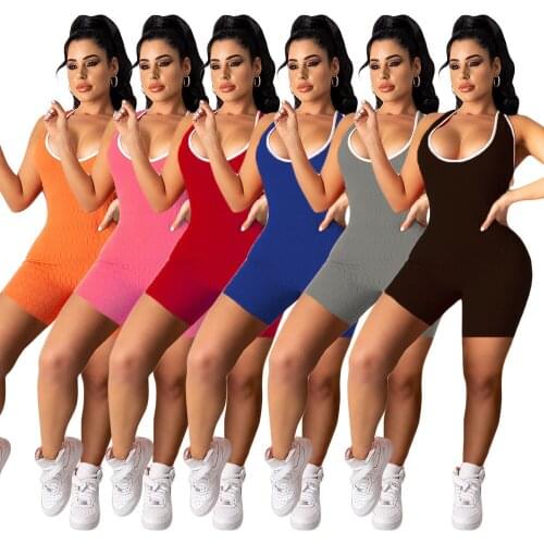 Casaul Women Short Jumpsuit Backess Cross Bandage Solid Color Streetwear Romper Women Jumpsuit Outfit