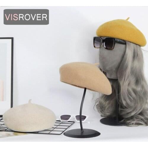 VISROVER 13 Colorways Autumn Winter Wool Beret Female Soft Spring Hat Solid Sun Hat Women Real Cashmere Boina Gift Wholesales