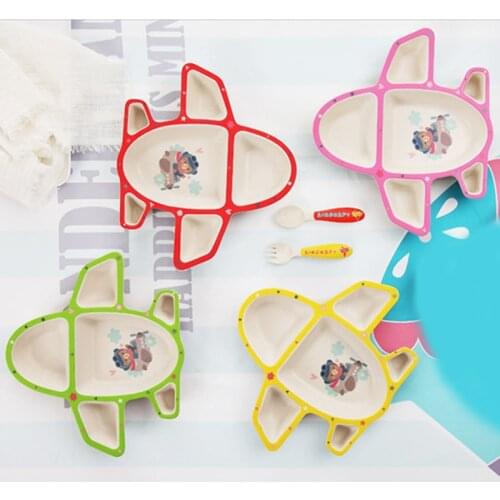 1 Set Aircraft Ceramics Baby Learn Dishes Baby Food Dinner Plates Pallet + Fork + Spoon Baby Tableware
