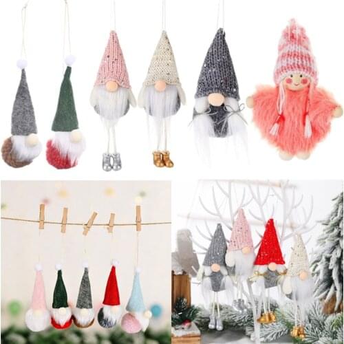 1Set Christmas Long Leg Swedish Gnome Santa Plush Doll Angel Doll Ornaments Hanging Toy Xmas Tree Holiday Home Party Decor Gift