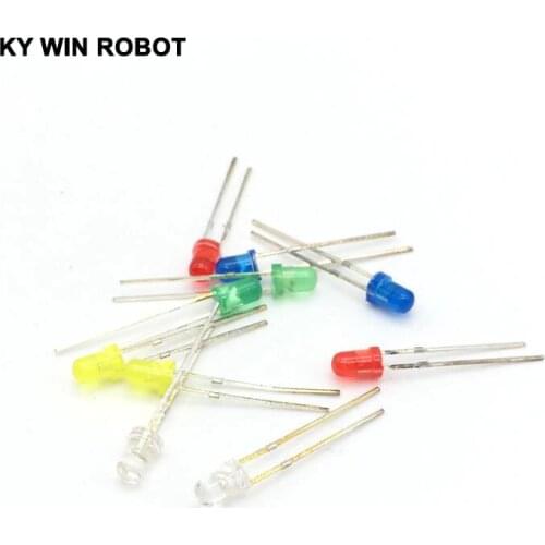 10Pcs/lot 3MM LED Diode Kit Mixed Color Red Green Yellow Blue White